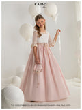VESTIDO COMUNIÓN ROSA CON MANGA AL CODO