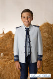 Traje de comunión de niño de almirante en tonos azules
